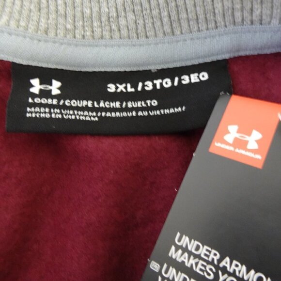 Under Armour Fleece Lined Sweatshirt Big Size 3XL Red Loose Fit - Picture 6 of 6